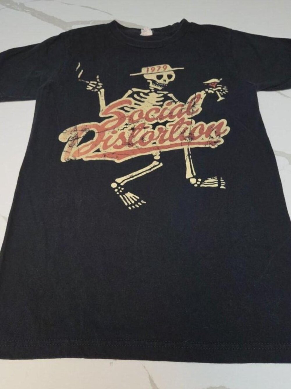 Social Distortion Skelly Skeleton Faded Black Band Tee - S
